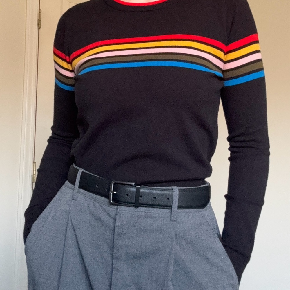 Forever 21 Vintage-Inspired Rainbow Striped Pullover Sweater - L - Picture 6 of 8